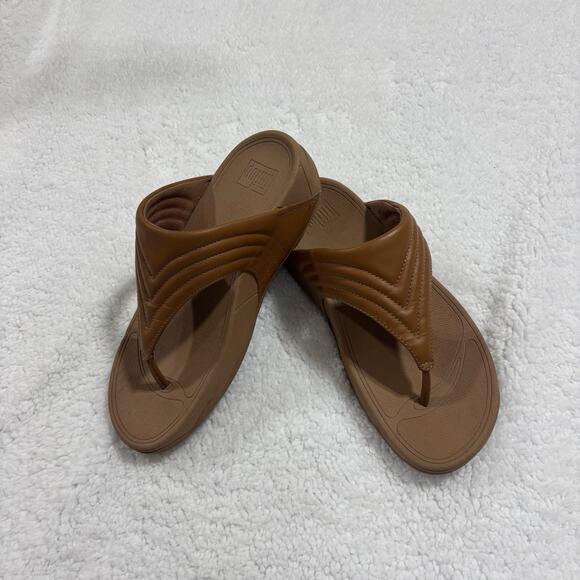 FitFlop Walkstar Leather Toe-Post Sandals Light Tan Size 8 Comfort Sandal - Picture 7 of 7